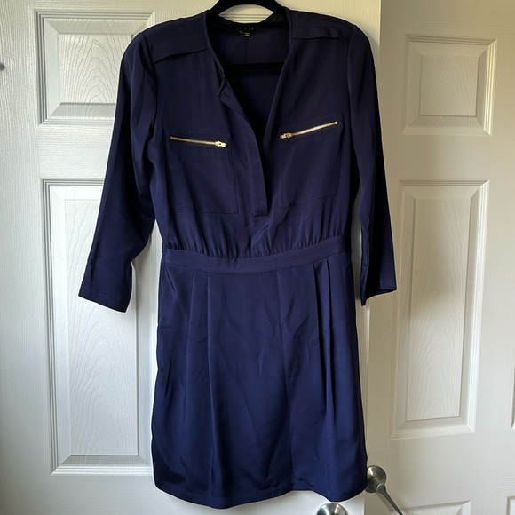 Theory navy size 10 dress with gold zipper detail - Picture 1 of 3